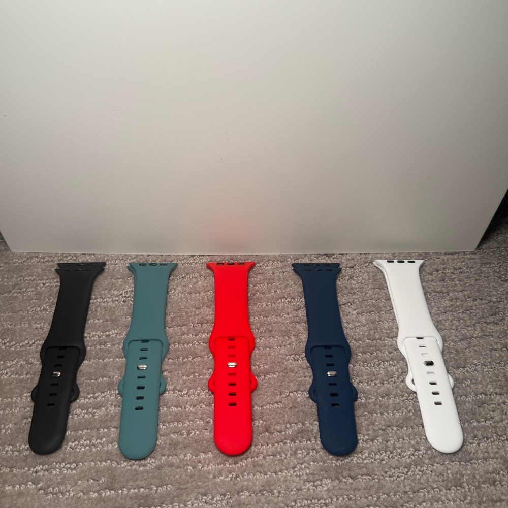 NEW Apple Watch Sport Bands Lot 44mm 45mm 49mm Silicone Bundle 5 Colors